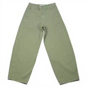 Everlane Utility Curve Pant Olive Green Barrel Leg Cotton High Rise Womens